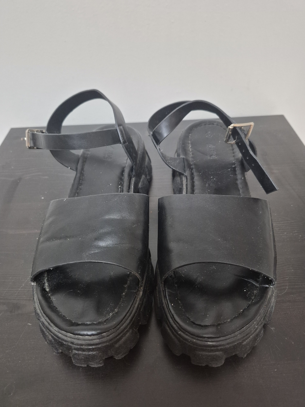 Ardene Black Chunky Platform Ankle-Strap Sandals